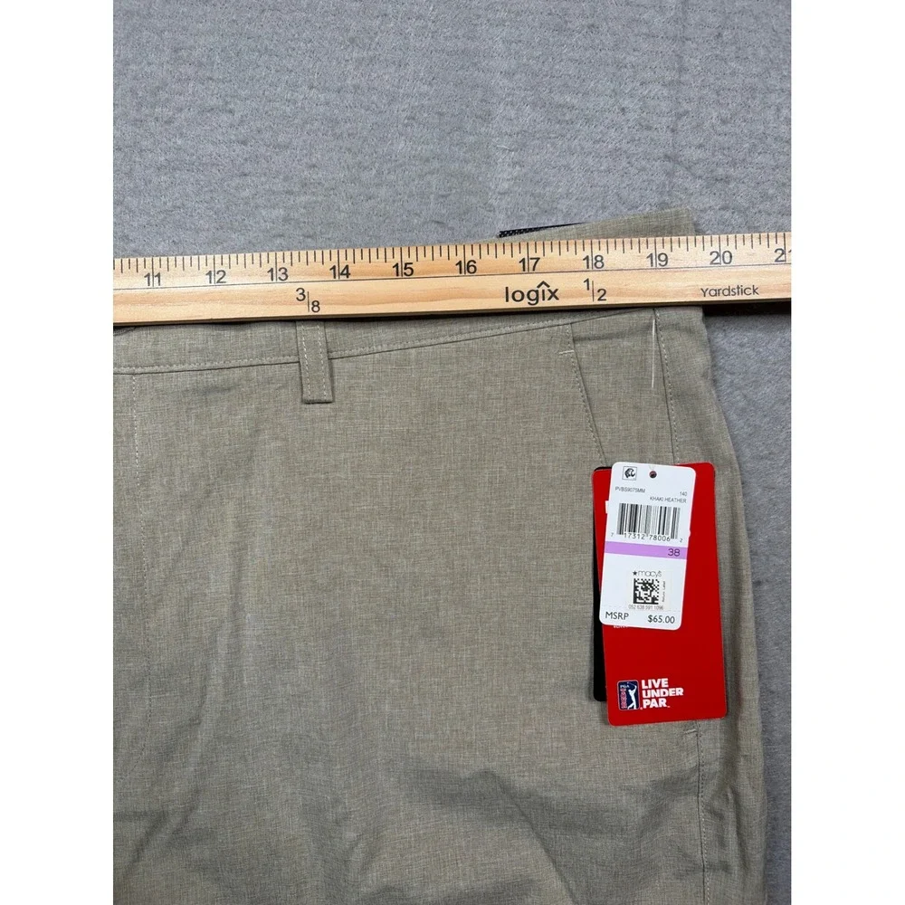 PGA Tour Mens Golf Shorts 38 Khaki Color Heather Stretch Moisture Wicking